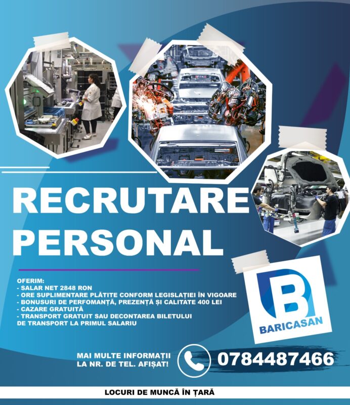 (P) Cauți un loc de muncă? Baricasan recrutează