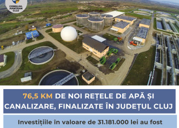 76,5 km de noi rețele de apă și canalizare, finalizate în județul Cluj