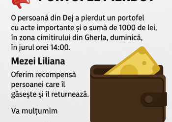 Apel către comunitate: Portofel pierdut în zona cimitirului din Gherla – se oferă recompensă