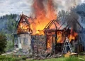 Incendiu puternic la o casă din Beliș. Pompierii au salvat o anexă și un adăpost de animale
