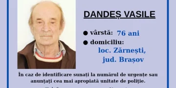 Bărbat de 76 de ani din Zărnești, dat dispărut. Polițiștii cer sprijinul populației pentru găsirea lui