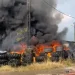VIDEO Incendiu puternic la o hală în Mihai Viteazu. Intervenție masivă a pompierilor din Turda