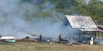 FOTO Un saivan de aproximativ 100 de metri pătrați a ars complet în Cisnădie
