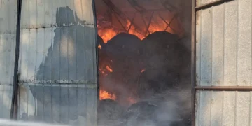 SĂLAJ | Depozit de fân în flăcări. Sute de oi evacuate din calea focului