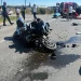 FOTO Motocicletă zdrobită în urma unui accident pe DN1, în Aiud