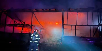 Saivan incendiat în Târnava, Sibiu. Construcția a ars complet