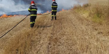 Pompierii din Blaj au intervenit pentru a stinge un incendiu de vegetație. Aproximativ 10 hectare pârjolite