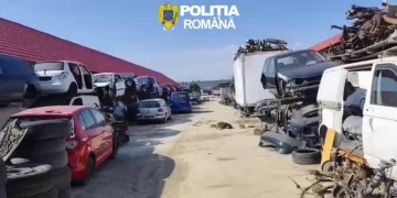 Centru ilegal de dezmembrare dezafectat la Râșnov. 95 de tone de deșeuri și 75 de caroserii descoperite de polițiști